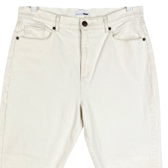 Loft Women's High-Rise Straight-Leg Stretch Cream Denim Jeans Size 31/12 NWOT - Picture 3 of 11